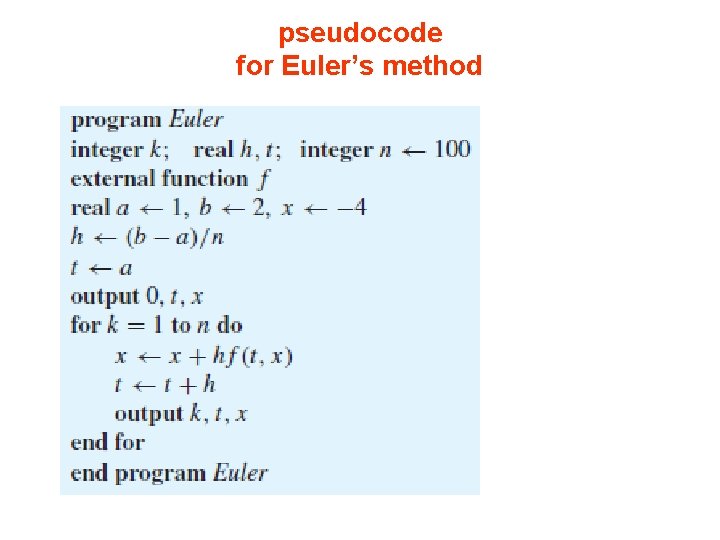 pseudocode for Euler’s method 