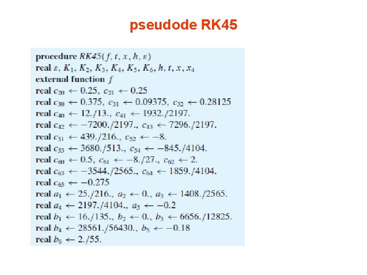 pseudode RK 45 