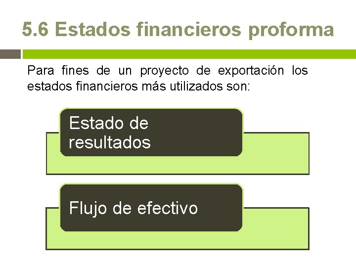 5. 6 Estados financieros proforma Para fines de un proyecto de exportación los estados