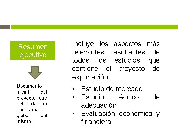 Resumen ejecutivo Documento inicial del proyecto que debe dar un panorama global del mismo.