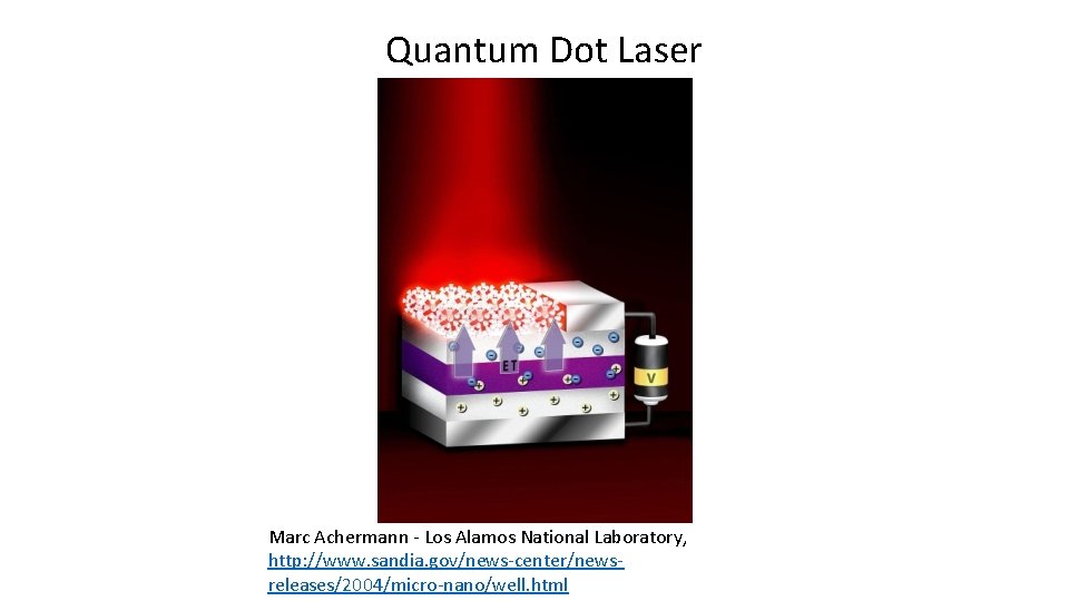 Quantum Dot Laser Marc Achermann - Los Alamos National Laboratory, http: //www. sandia. gov/news-center/newsreleases/2004/micro-nano/well. Quantum Dot Laser Marc Achermann - Los Alamos National Laboratory, http: //www. sandia. gov/news-center/newsreleases/2004/micro-nano/well.