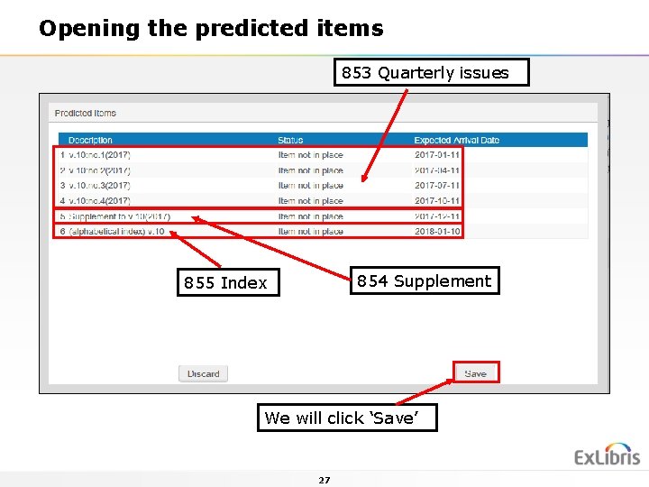 Opening the predicted items 853 Quarterly issues 854 Supplement 855 Index We will click