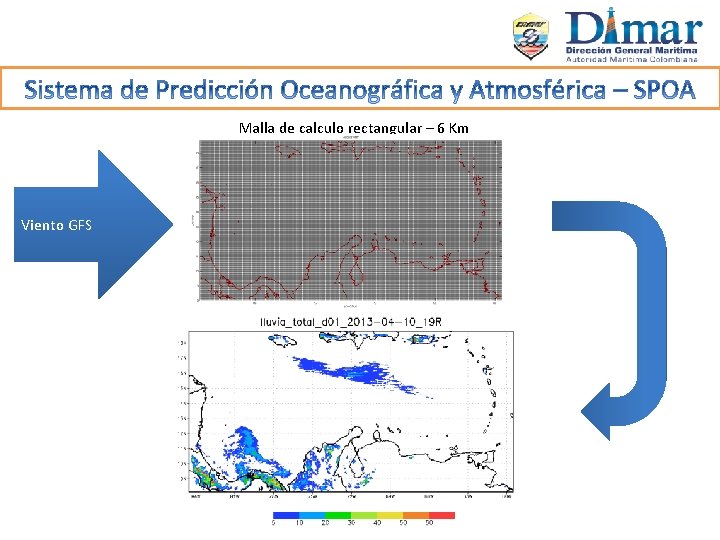 Malla de calculo rectangular – 6 Km Viento GFS 