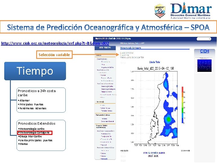 http: //www. cioh. org. co/meteorologia/wrf. php? t=lt&dom=d 02 Selección variable Tiempo Pronosticos a 24