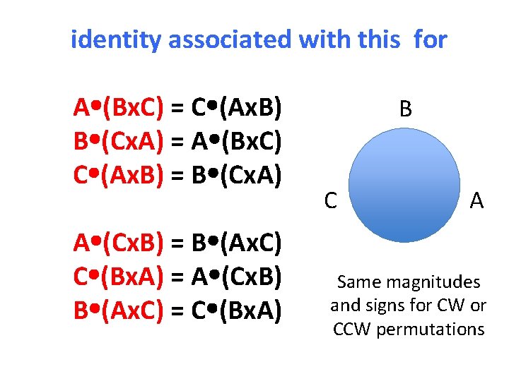 identity associated with this for A (Bx. C) = C (Ax. B) B (Cx.