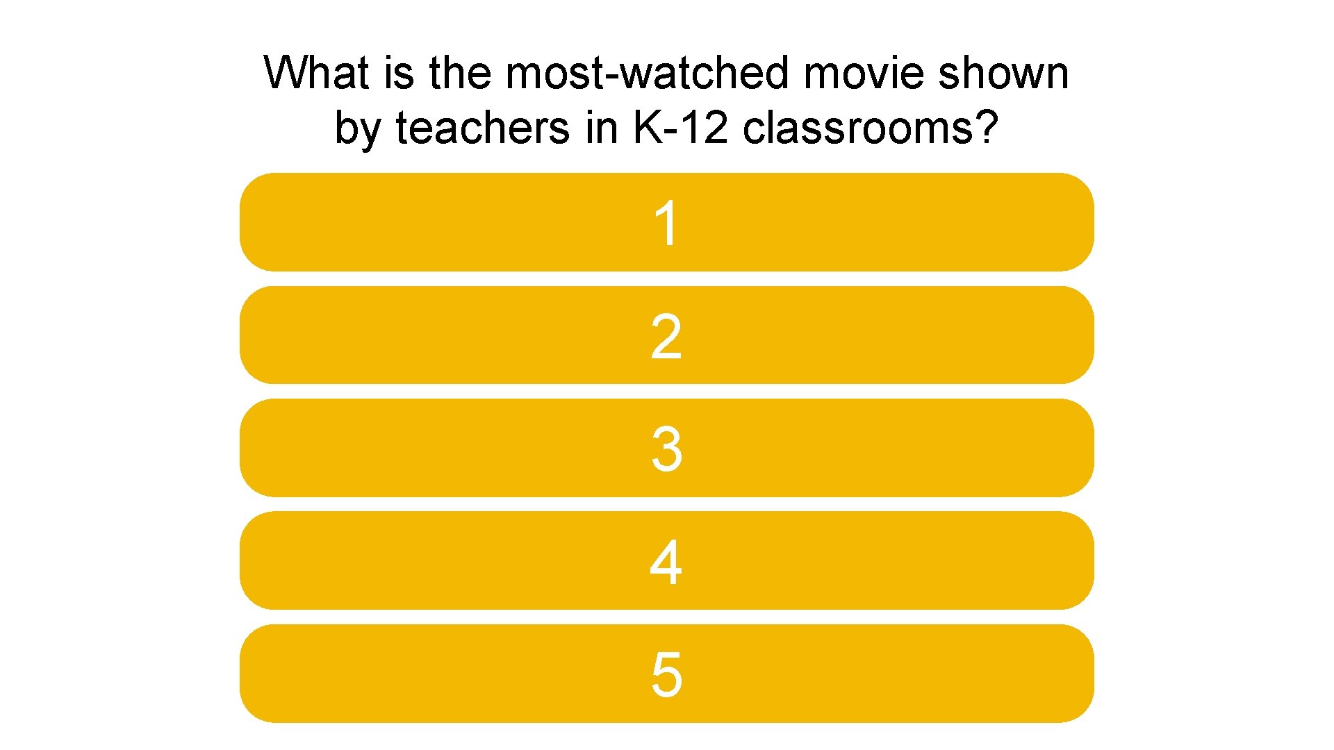 What is the most-watched movie shown by teachers in K-12 classrooms? 1 2 3