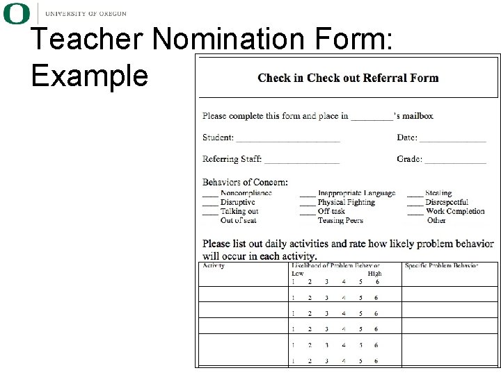 Teacher Nomination Form: Example 