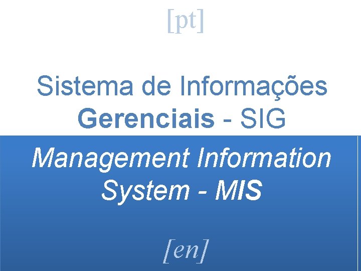 [pt] Sistema de Informações Gerenciais - SIG Management Information System - MIS [en] 