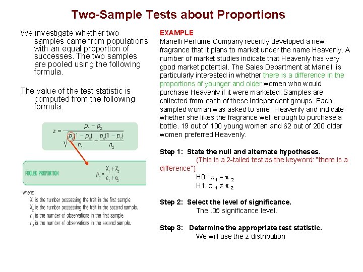 Two-Sample Tests about Proportions We investigate whether two samples came from populations with an