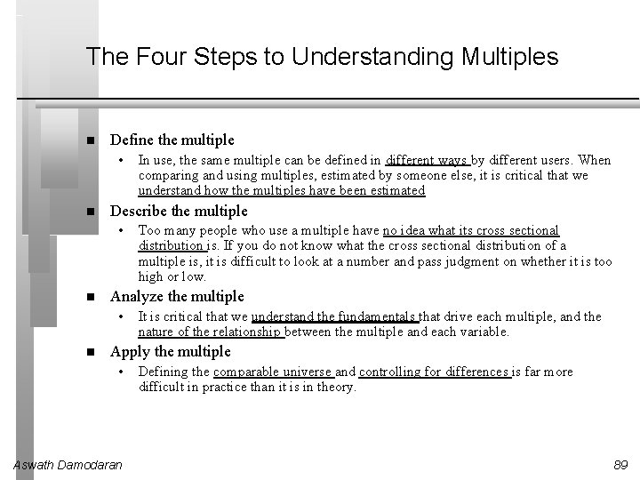 The Four Steps to Understanding Multiples Define the multiple • Describe the multiple •