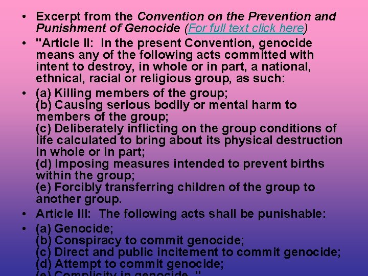 • Excerpt from the Convention on the Prevention and Punishment of Genocide (For