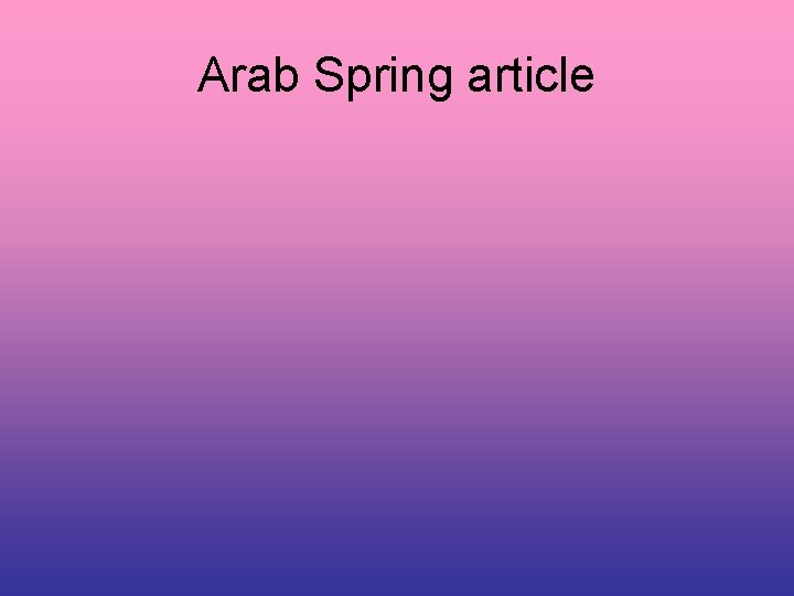 Arab Spring article 