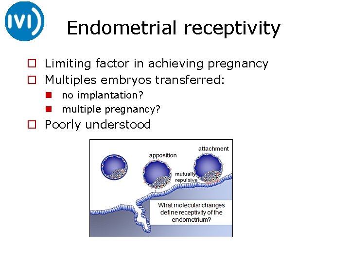 Endometrial receptivity o Limiting factor in achieving pregnancy o Multiples embryos transferred: n no