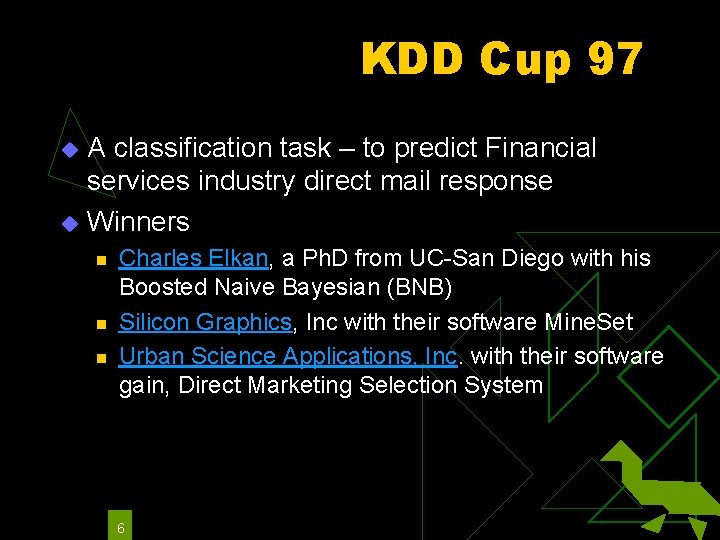 KDD Cup 97 A classification task – to predict Financial services industry direct mail
