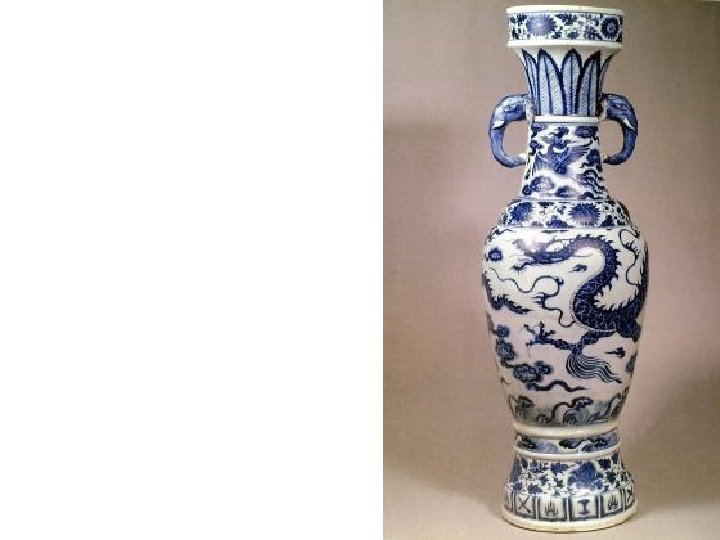 Temple vase, China, Yuan Dynasty, 1351. White porcelain with cobalt blue underglaze The vase