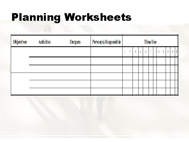 Planning Worksheets 