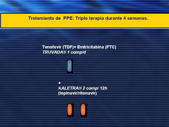 Tenofovir (TDF)+ Emtricitabina (FTC) TRUVADA® 1 comp/d + KALETRA® 2 comp/ 12 h (lopinavir/ritonavir)