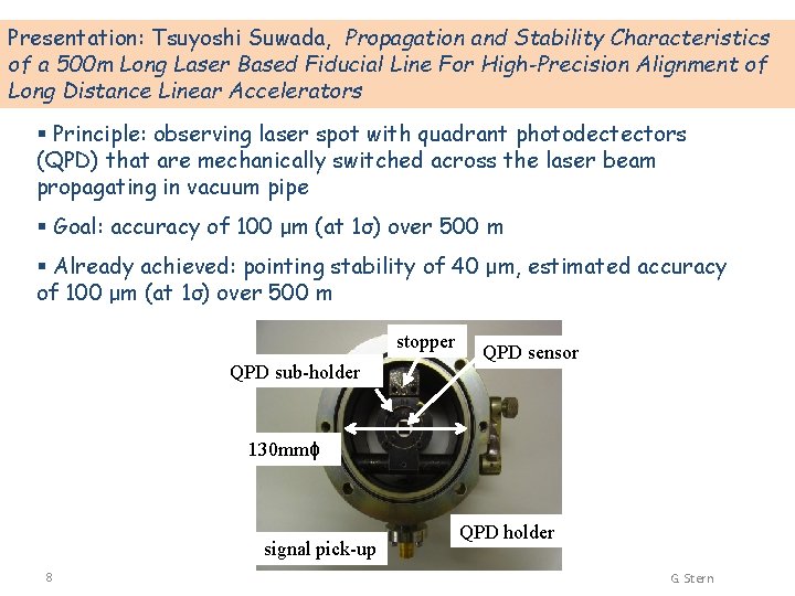 Presentation: Tsuyoshi Suwada, Propagation and Stability Characteristics of a 500 m Long Laser Based