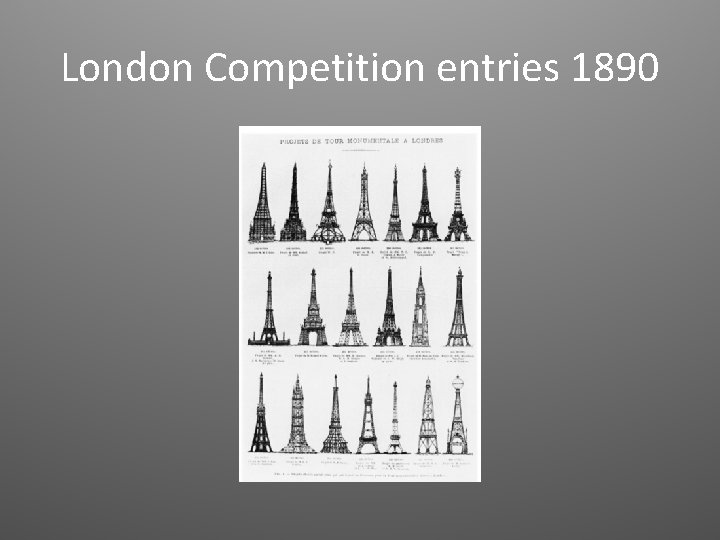 London Competition entries 1890 