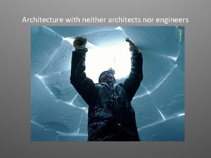 Architecture with neither architects nor engineers 