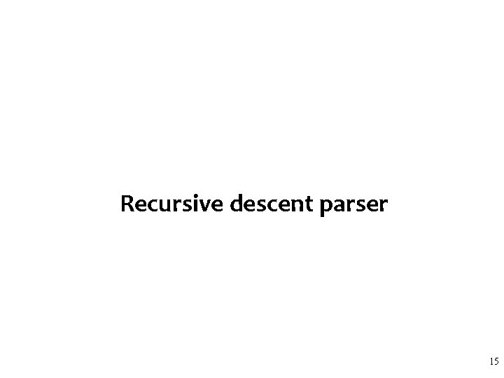 Recursive descent parser 15 