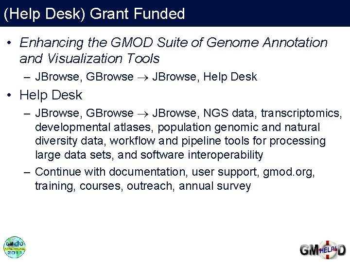 (Help Desk) Grant Funded • Enhancing the GMOD Suite of Genome Annotation and Visualization