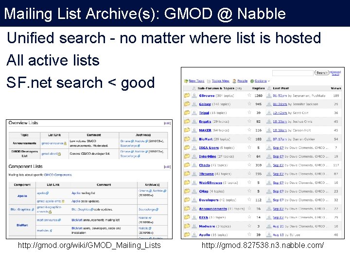 Mailing List Archive(s): GMOD @ Nabble Unified search - no matter where list is