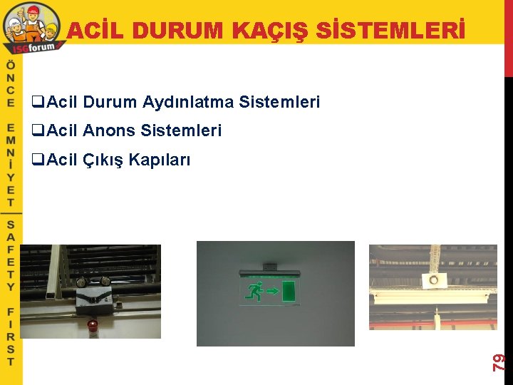 ACİL DURUM KAÇIŞ SİSTEMLERİ q. Acil Durum Aydınlatma Sistemleri q. Acil Anons Sistemleri 79