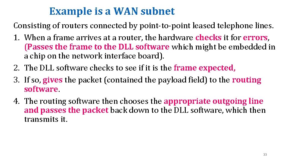 Example is a WAN subnet Consisting of routers connected by point-to-point leased telephone lines. Example is a WAN subnet Consisting of routers connected by point-to-point leased telephone lines.