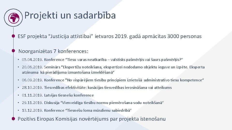 Projekti un sadarbība ESF projekta “Justīcija attīstībai” ietvaros 2019. gadā apmācītas 3000 personas Noorganizētas