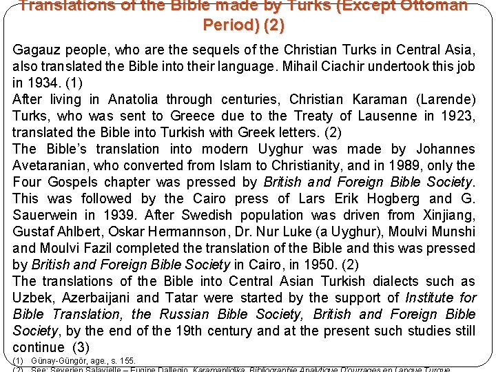 Translations of the Bible made by Turks (Except Ottoman Period) (2) Gagauz people, who