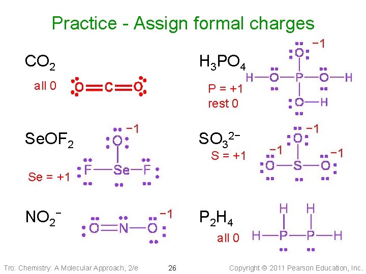 Practice - Assign formal charges CO 2 H 3 PO 4 all 0 P