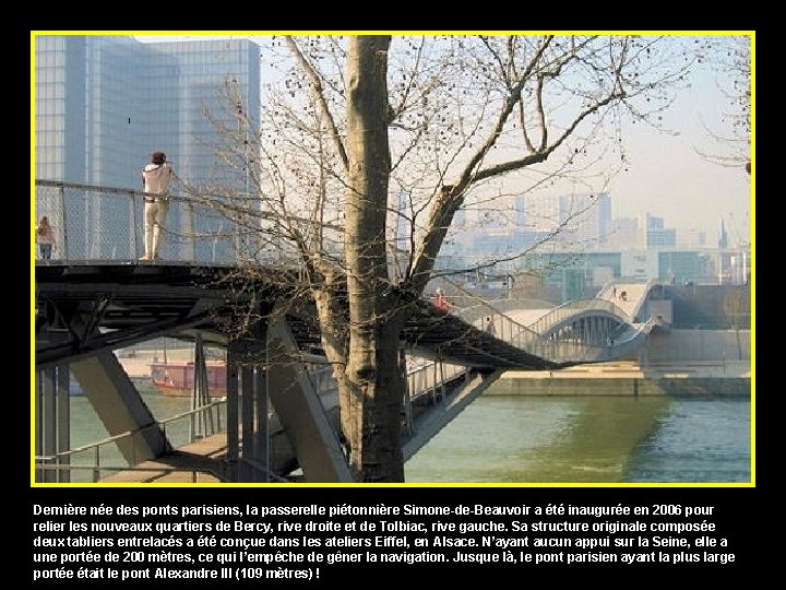 Dernière née des ponts parisiens, la passerelle piétonnière Simone-de-Beauvoir a été inaugurée en 2006