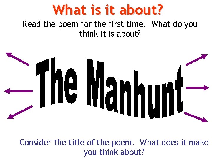 What is it about? Read the poem for the first time. What do you