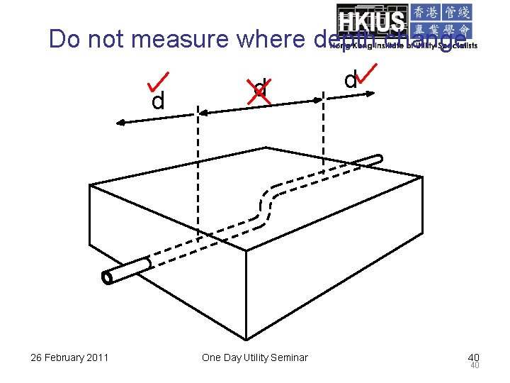 Do not measure where depth change d 26 February 2011 d One Day Utility