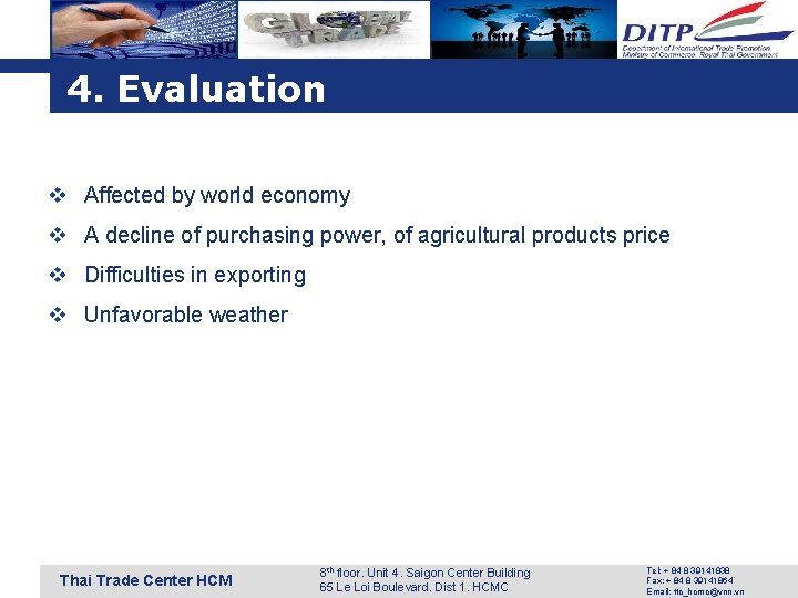 4. Evaluation v Affected by world economy v A decline of purchasing power, of 4. Evaluation v Affected by world economy v A decline of purchasing power, of