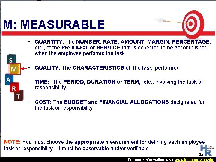 M: MEASURABLE • QUANTITY: The NUMBER, RATE, AMOUNT, MARGIN, PERCENTAGE, etc. , of the M: MEASURABLE • QUANTITY: The NUMBER, RATE, AMOUNT, MARGIN, PERCENTAGE, etc. , of the