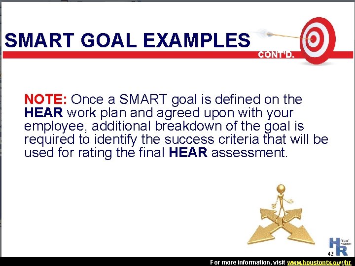 SMART GOAL EXAMPLES CONT’D. NOTE: Once a SMART goal is defined on the HEAR SMART GOAL EXAMPLES CONT’D. NOTE: Once a SMART goal is defined on the HEAR