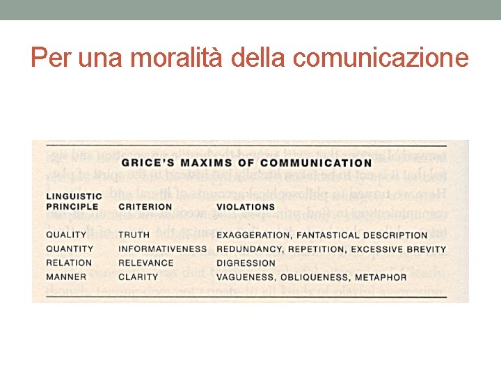 Per una moralità della comunicazione Per una moralità della comunicazione