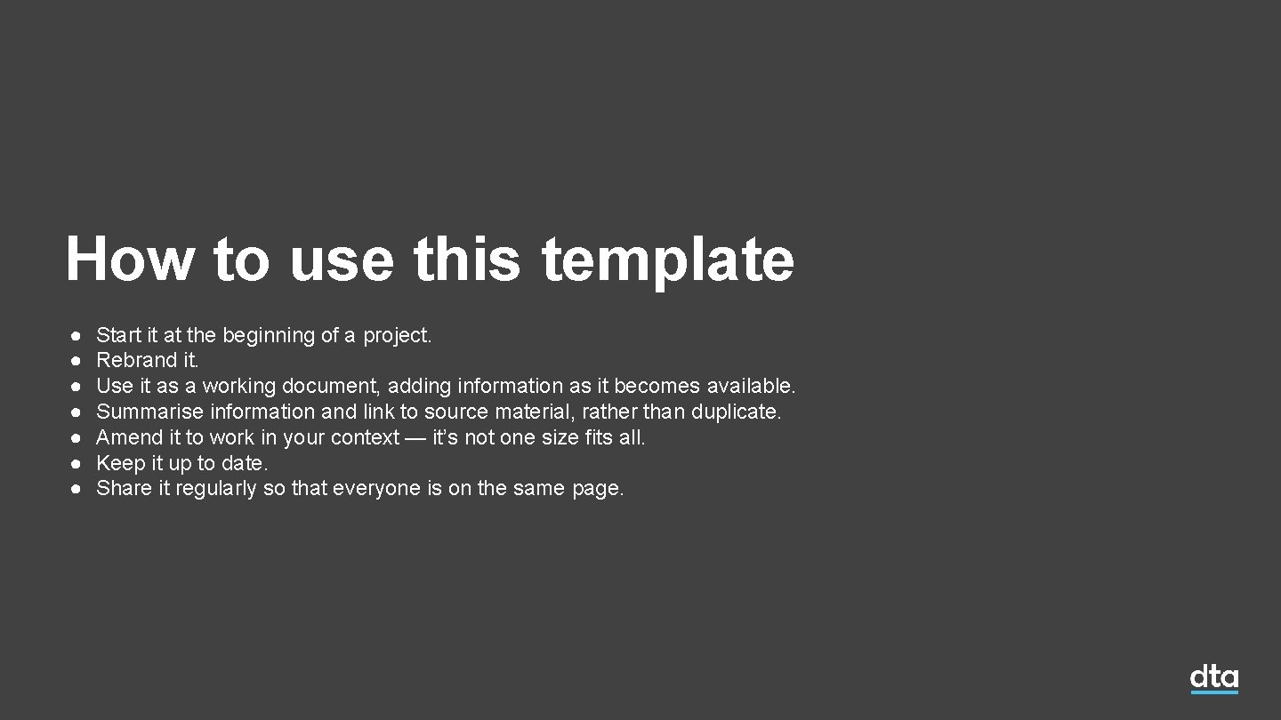 How to use this template ● ● ● ● Start it at the beginning How to use this template ● ● ● ● Start it at the beginning