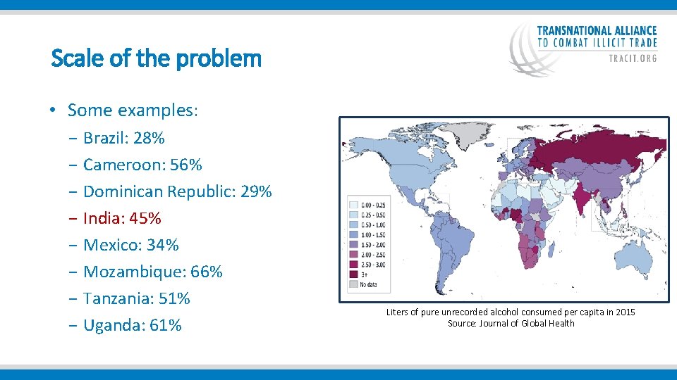  Scale of the problem • Some examples: − Brazil: 28% − Cameroon: 56%