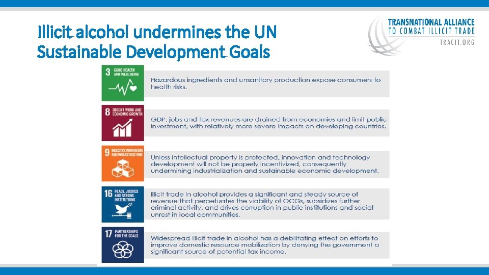  Illicit alcohol undermines the UN Sustainable Development Goals 