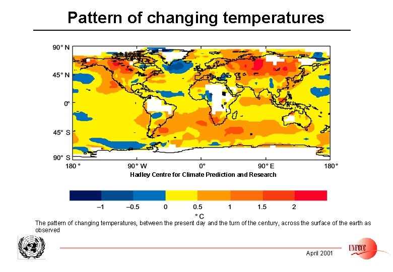 Pattern of changing temperatures Hadley Centre for Climate Prediction and Research The pattern of