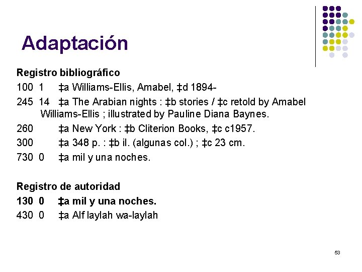 Adaptación Registro bibliográfico 100 1 ‡a Williams-Ellis, Amabel, ‡d 1894245 14 ‡a The Arabian