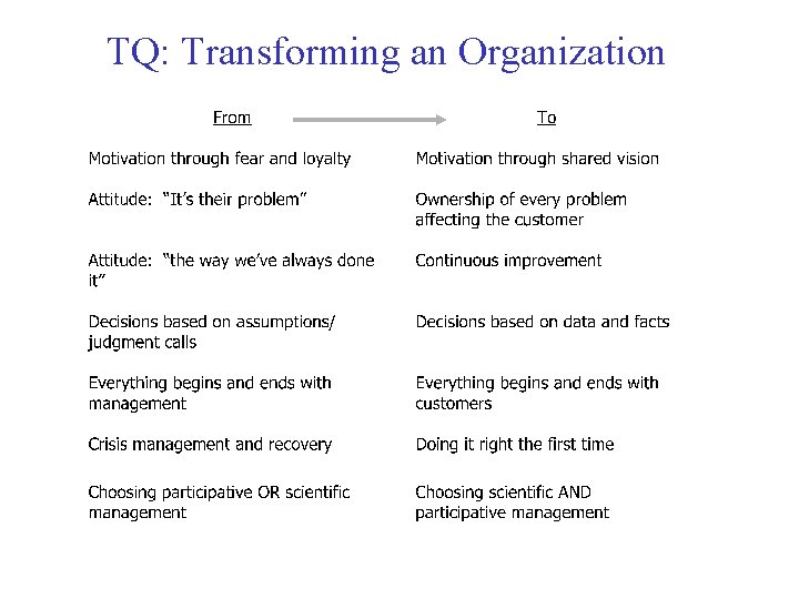 TQ: Transforming an Organization 