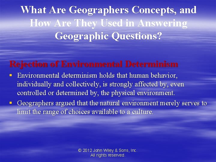 What Are Geographers Concepts, and How Are They Used in Answering Geographic Questions? Rejection