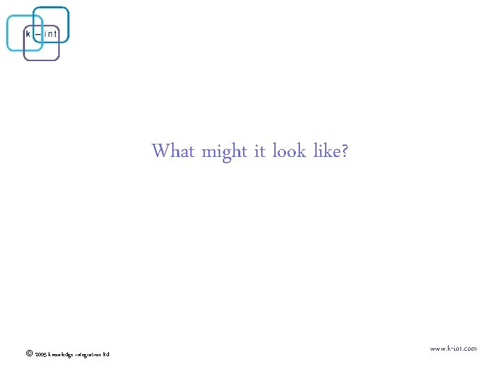 What might it look like? © 2005 knowledge integration ltd www. k-int. com 