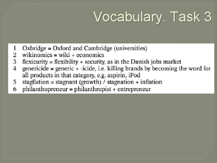 Vocabulary. Task 3 