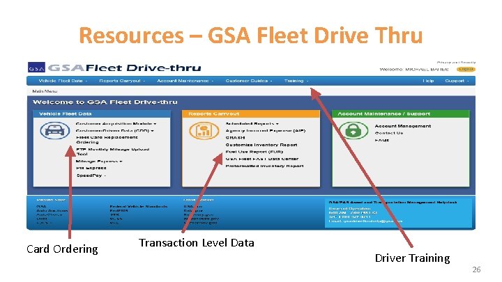 Resources – GSA Fleet Drive Thru Card Ordering Transaction Level Data Driver Training 26