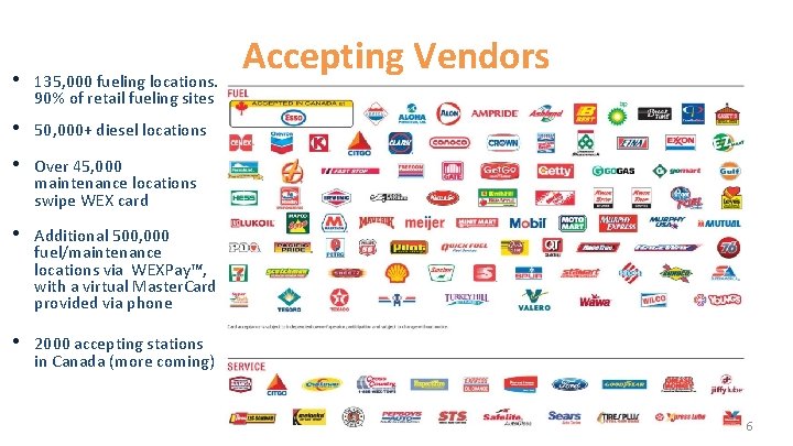  • 135, 000 fueling locations. 90% of retail fueling sites • 50, 000+